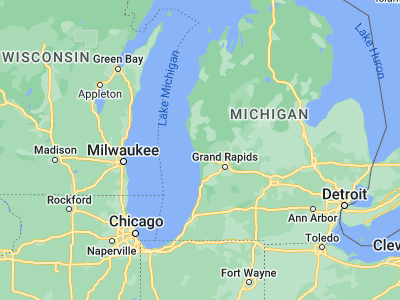 Map showing location of Muskegon (43.23418, -86.24839)