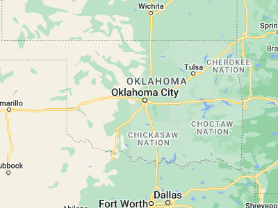 Map showing location of Mustang (35.38423, -97.72449)