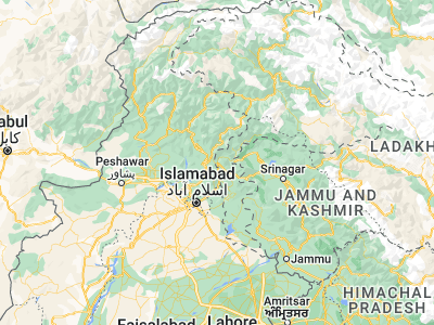 Map showing location of Muzaffarābād (34.37002, 73.47082)