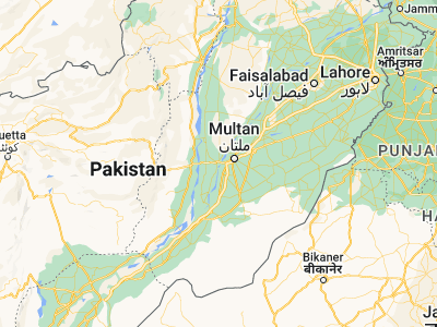 Map showing location of Muzaffargarh (30.07537, 71.19213)