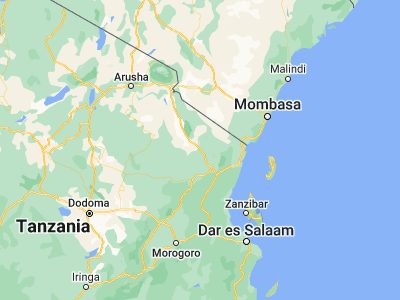 Map showing location of Mwanga (-4.8, 38.2)