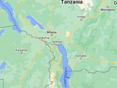 Map showing location of Mwaya (-9.55, 33.95)