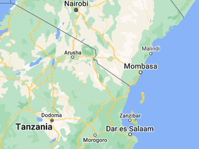 Map showing location of Mwembe (-4.15, 37.85)
