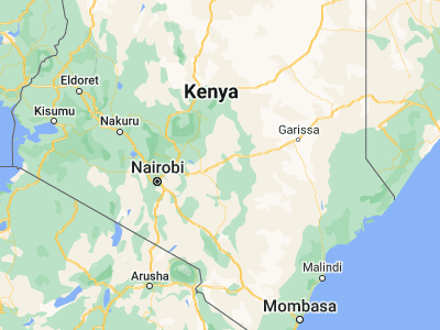 Map showing location of Mwingi (-0.93435, 38.06005)