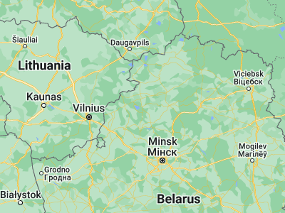 Map showing location of Myadzyel (54.8789, 26.9371)