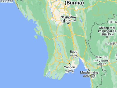 Map showing location of Myanaung (18.28333, 95.31667)
