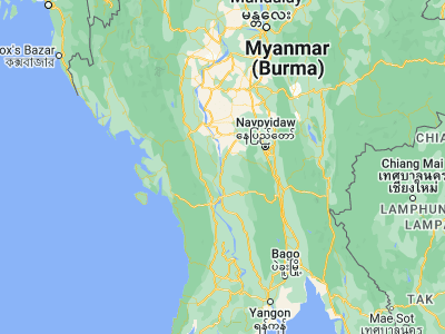 Map showing location of Myaydo (19.36667, 95.21667)