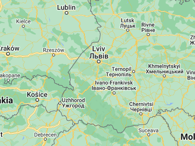 Map showing location of Mykolayiv (49.52372, 23.98522)