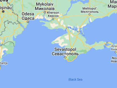 Map showing location of Myrnyy (45.30788, 33.03501)