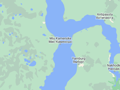 Map showing location of Mys-Kamennyy (68.45972, 73.59028)