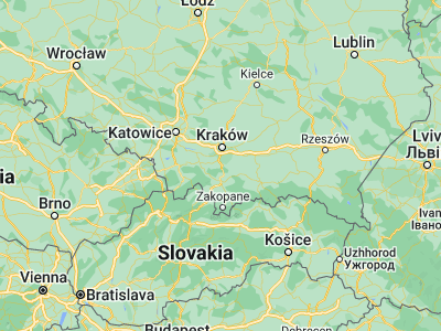 Map showing location of Myślenice (49.83383, 19.9383)