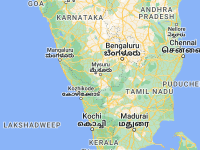 Map showing location of Mysore (12.29791, 76.63925)