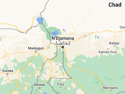 Map showing location of N'Djamena (12.10672, 15.0444)