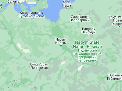 Map showing location of Nadym (65.53333, 72.51667)