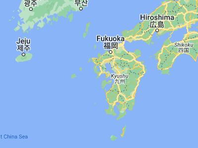 Map showing location of Nagasaki (32.74472, 129.87361)