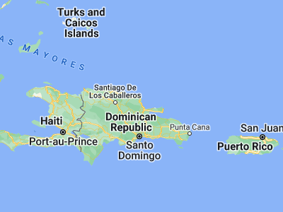 Map showing location of Nagua (19.3832, -69.8474)