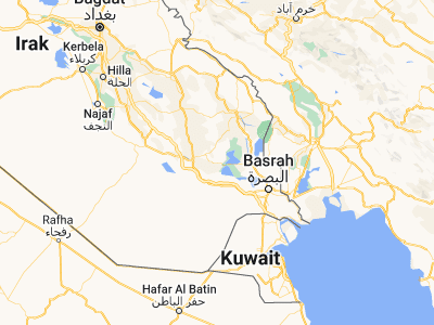 Map showing location of Nāḩiyat al Fuhūd (30.96972, 46.72278)