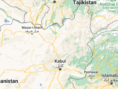 Map showing location of Nahrīn (36.0649, 69.13343)