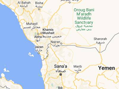 Map showing location of Najrān (17.4924, 44.12766)