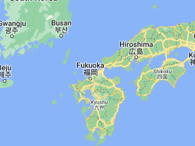 Map showing location of Nakama (33.81667, 130.7)