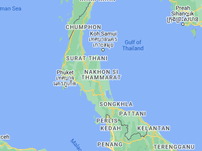 Map showing location of Nakhon Si Thammarat (8.43333, 99.96667)