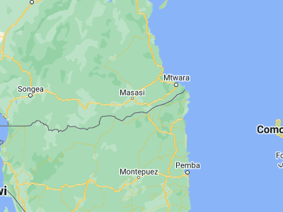 Map showing location of Namalenga (-10.95, 39.1)