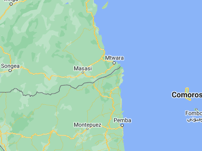Map showing location of Namikupa (-10.83333, 39.6)