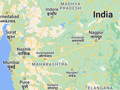 Map showing location of Nāndūra (20.83333, 76.45)