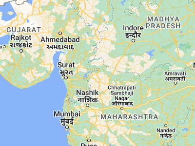 Map showing location of Nandurbār (21.36667, 74.25)
