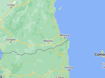 Map showing location of Nanganga (-10.38333, 39.15)