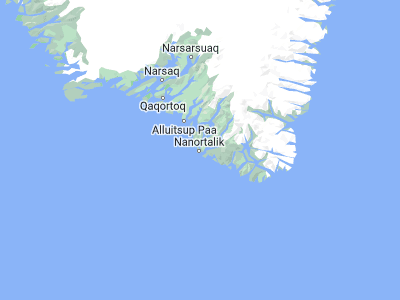 Map showing location of Nanortalik (60.14317, -45.23715)