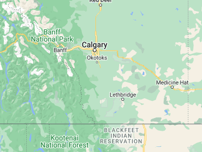 Map showing location of Nanton (50.35008, -113.76866)