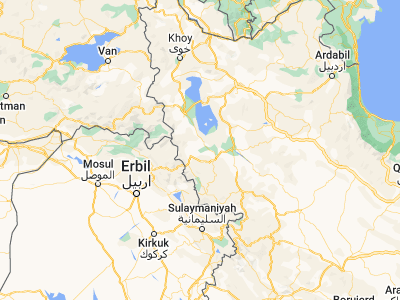 Map showing location of Naqadeh (36.9553, 45.388)