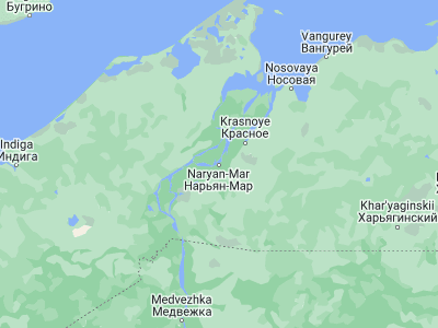 Map showing location of Nar'yan-Mar (67.67126, 53.08697)