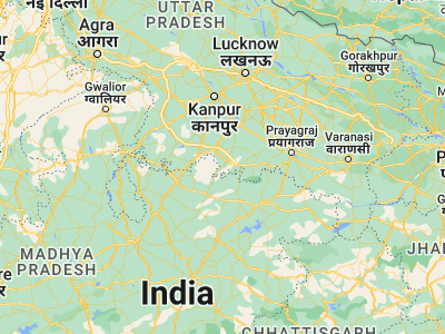 Map showing location of Naraini (25.19032, 80.475)
