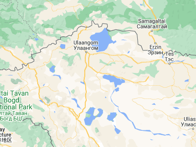 Map showing location of Naranbulag (49.36667, 92.56667)