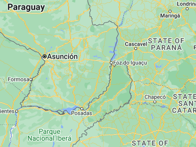 Map showing location of Naranjal (-25.96667, -55.18333)