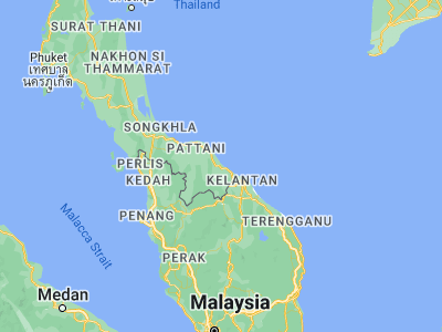 Map showing location of Narathiwat (6.42639, 101.82308)