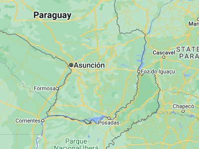 Map showing location of Natalicio Talavera (-25.63333, -56.3)