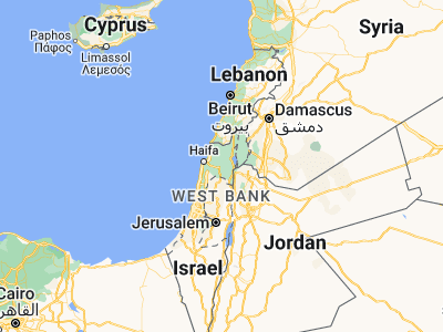 Map showing location of Nazareth (32.69925, 35.30483)