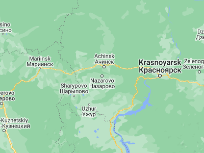Map showing location of Nazarovo (56.0104, 90.4011)