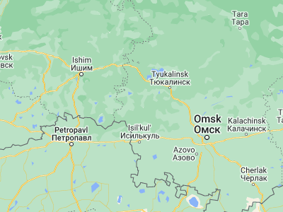 Map showing location of Nazyvayevsk (55.56975, 71.35294)