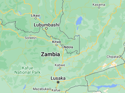 Map showing location of Ndola (-12.95867, 28.63659)