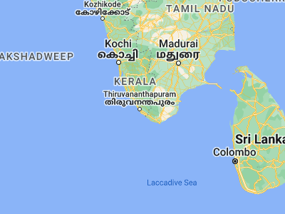 Map showing location of Nedumangād (8.6, 77)