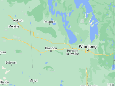 Map showing location of Neepawa (50.22892, -99.46642)