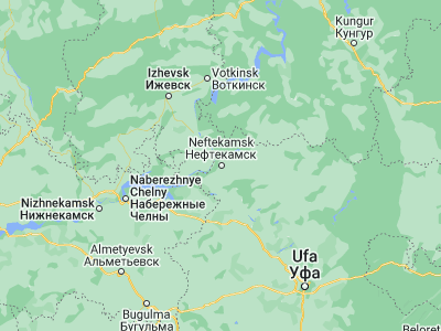 Map showing location of Neftekamsk (56.092, 54.2661)