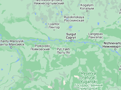 Map showing location of Nefteyugansk (61.09979, 72.60349)