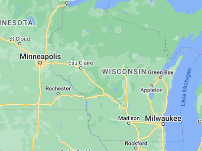 Map showing location of Neillsville (44.55996, -90.59625)