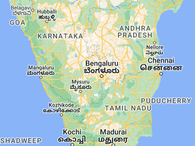 Map showing location of Nelamangala (13.10222, 77.39)