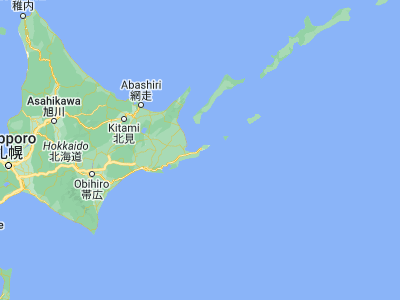 Map showing location of Nemuro (43.32361, 145.575)